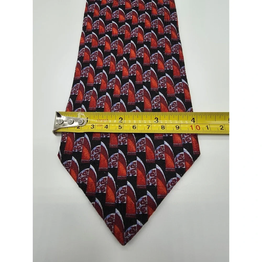 Ermenegildo Zegna 100% Silk Necktie Black Red Blue Made In Italy 59